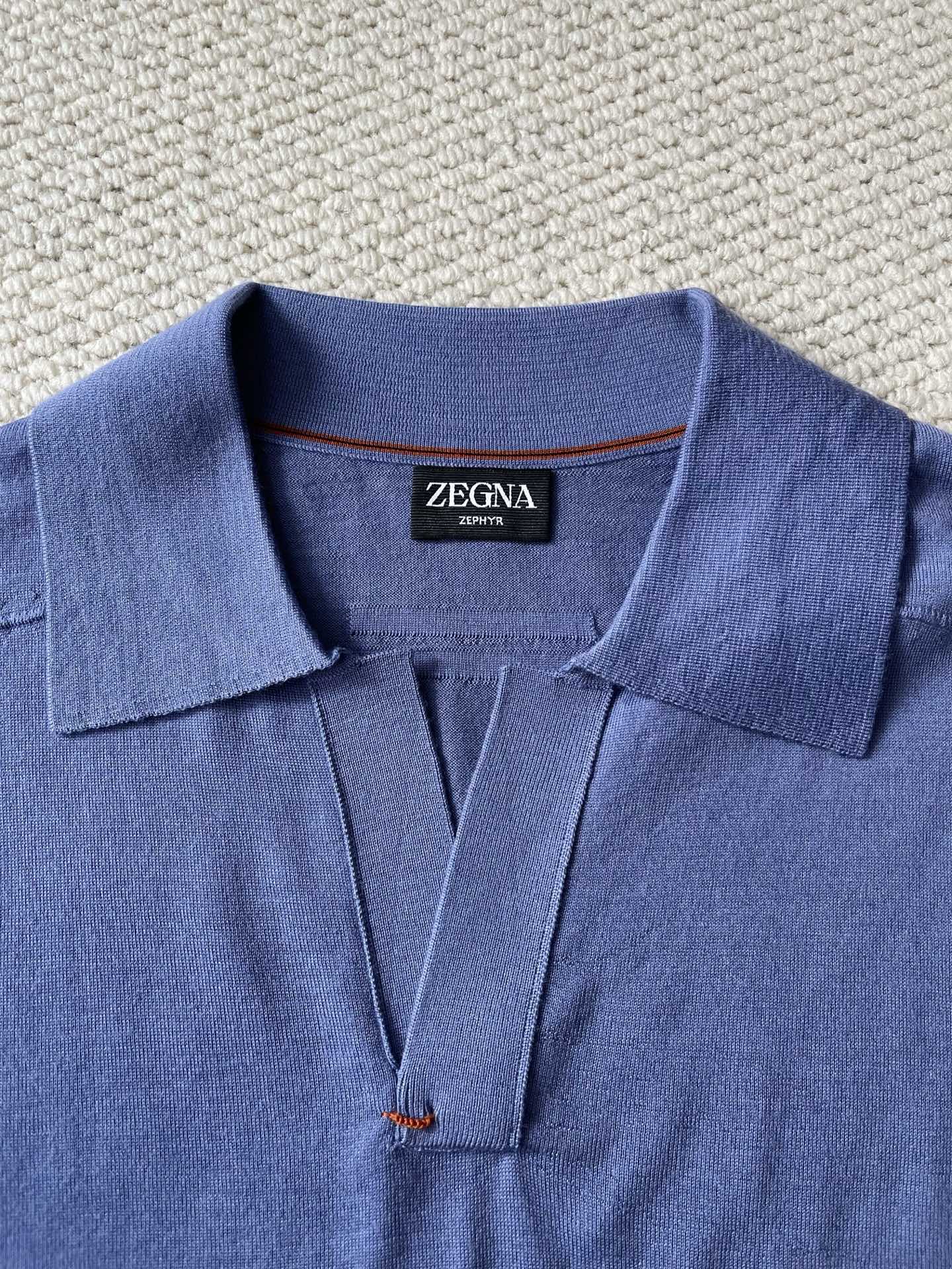  ZEGNA 超细羊毛休闲V领短袖针织Polo衫